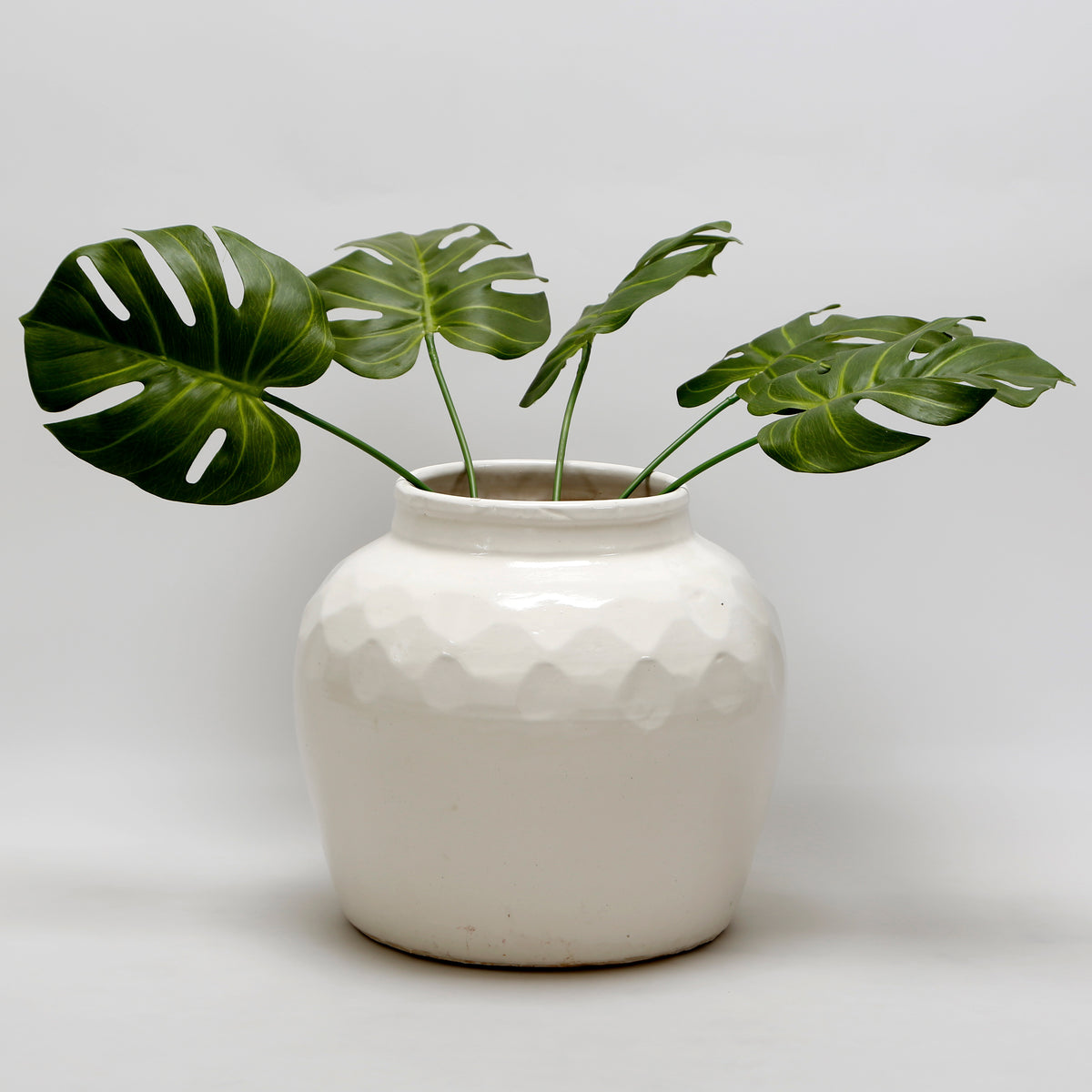 10" White Ceramic Round Jar