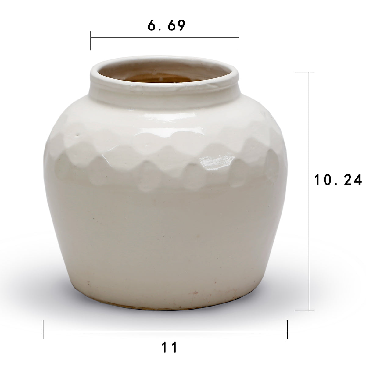 10" White Ceramic Round Jar
