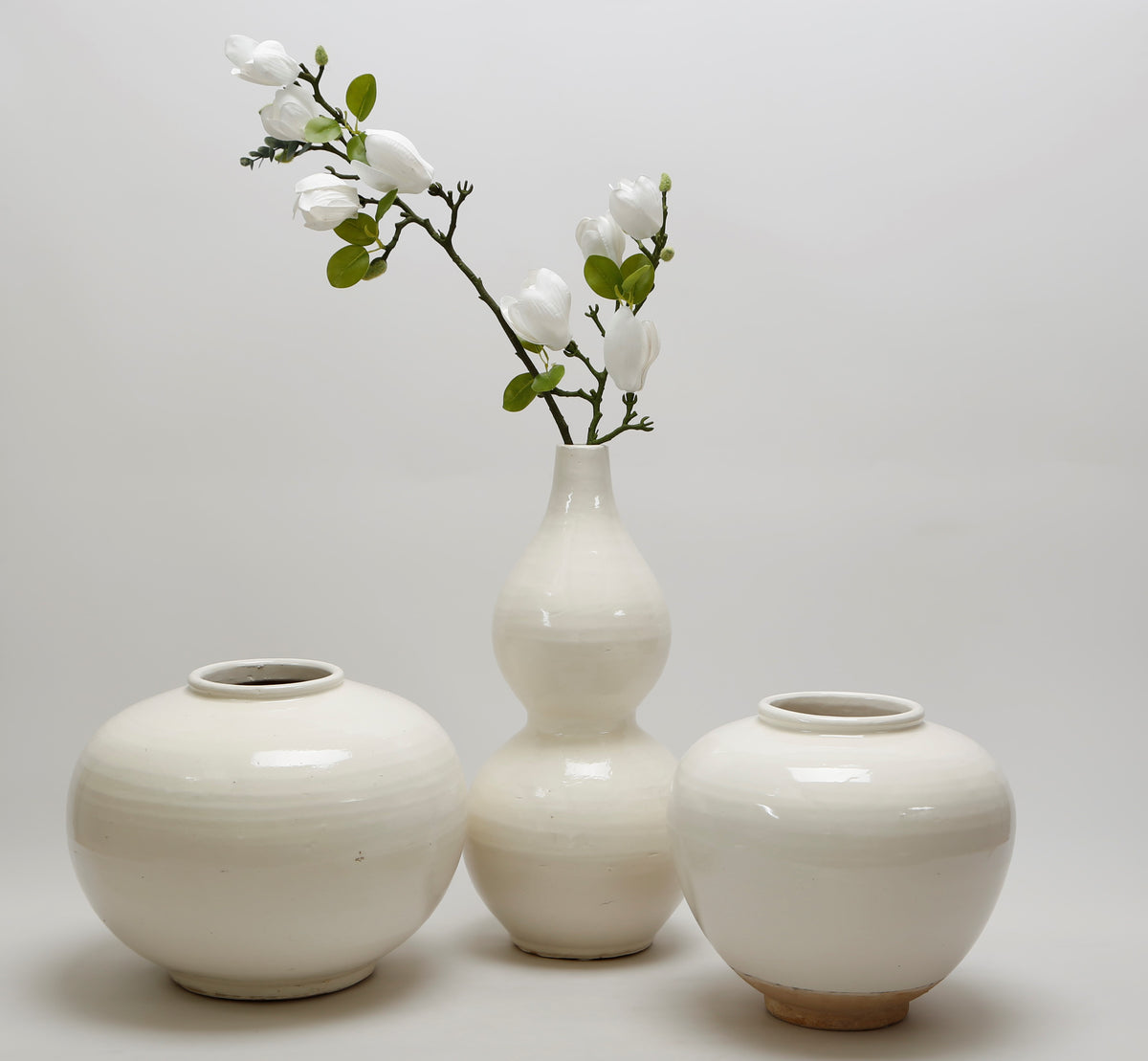 10" White Ceramic Round Jar
