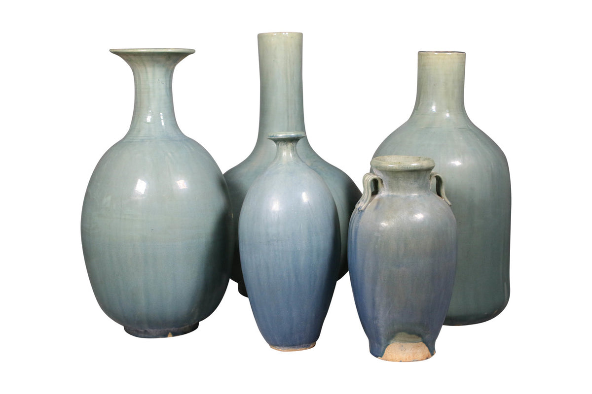 Green Vintage style Ceramic globular Vase(size and finish vary)