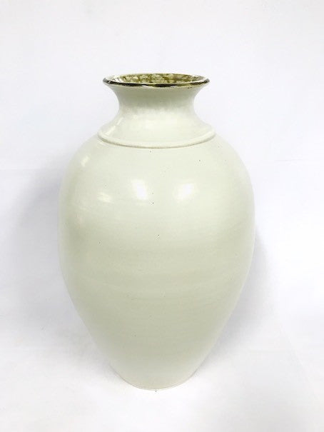 Vase with white glaze yellow drip-Large