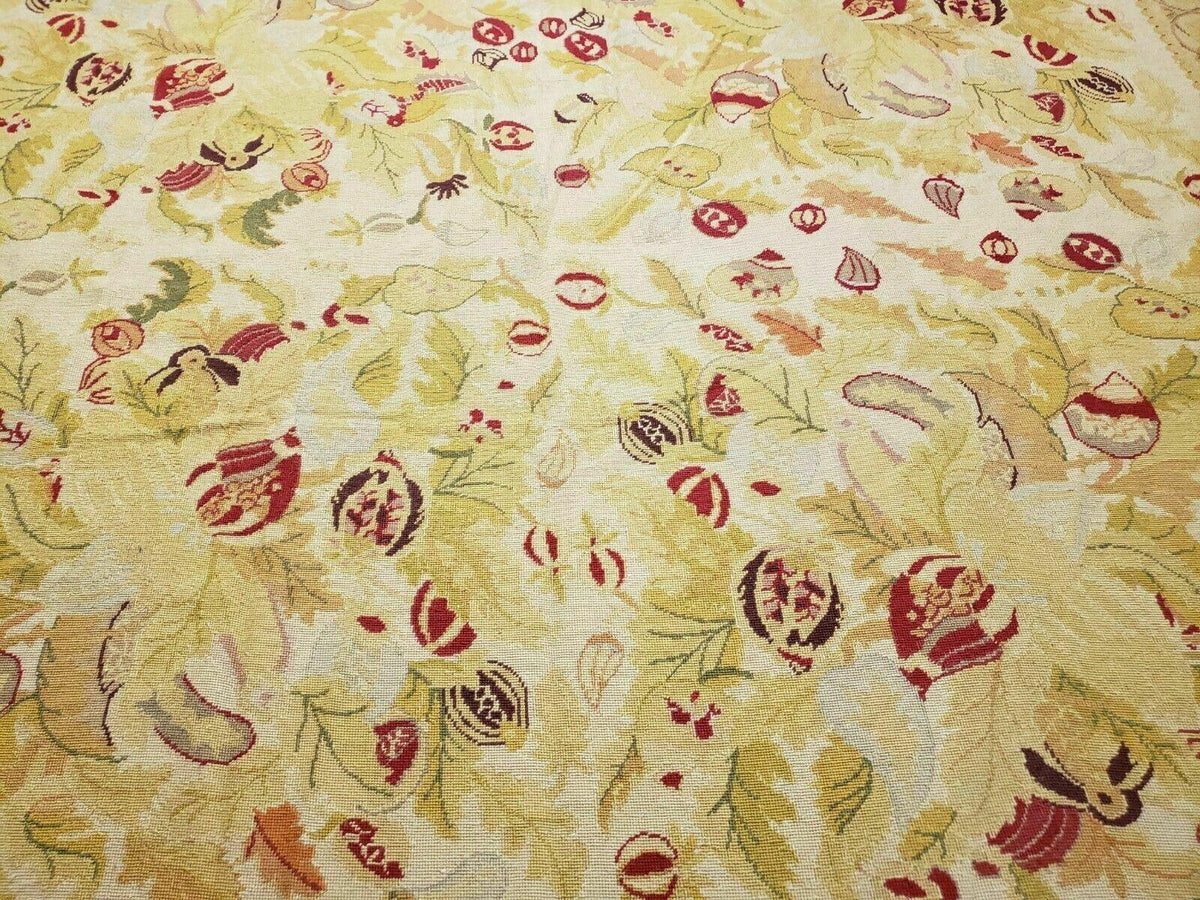 9' X 11' Handmade Chinese Needlepoint Wool Floral Rug Carpet Rose Garden Chic - Jewel Rugs, view 5