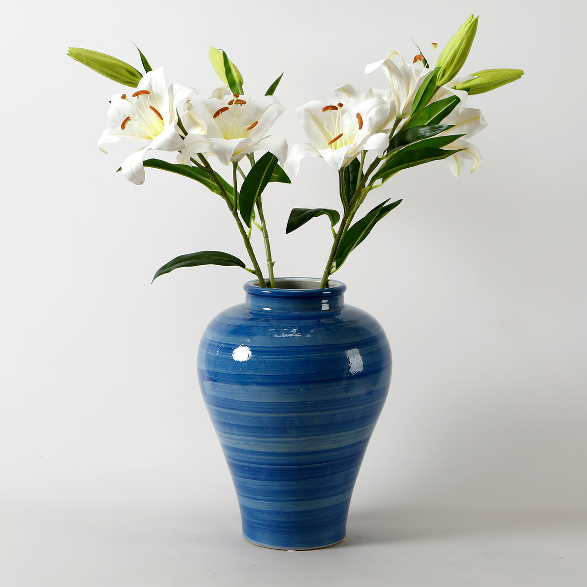 Sky Blue Jar Large Opening 15"H