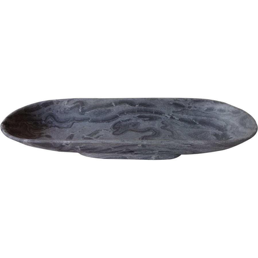 Natural Marble Oval Bowl Light Grey image