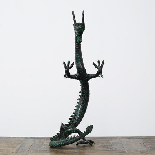 Approx.30 Inches Tall 14 Inches Wide Standing Dragon Distressed Bronze image 2