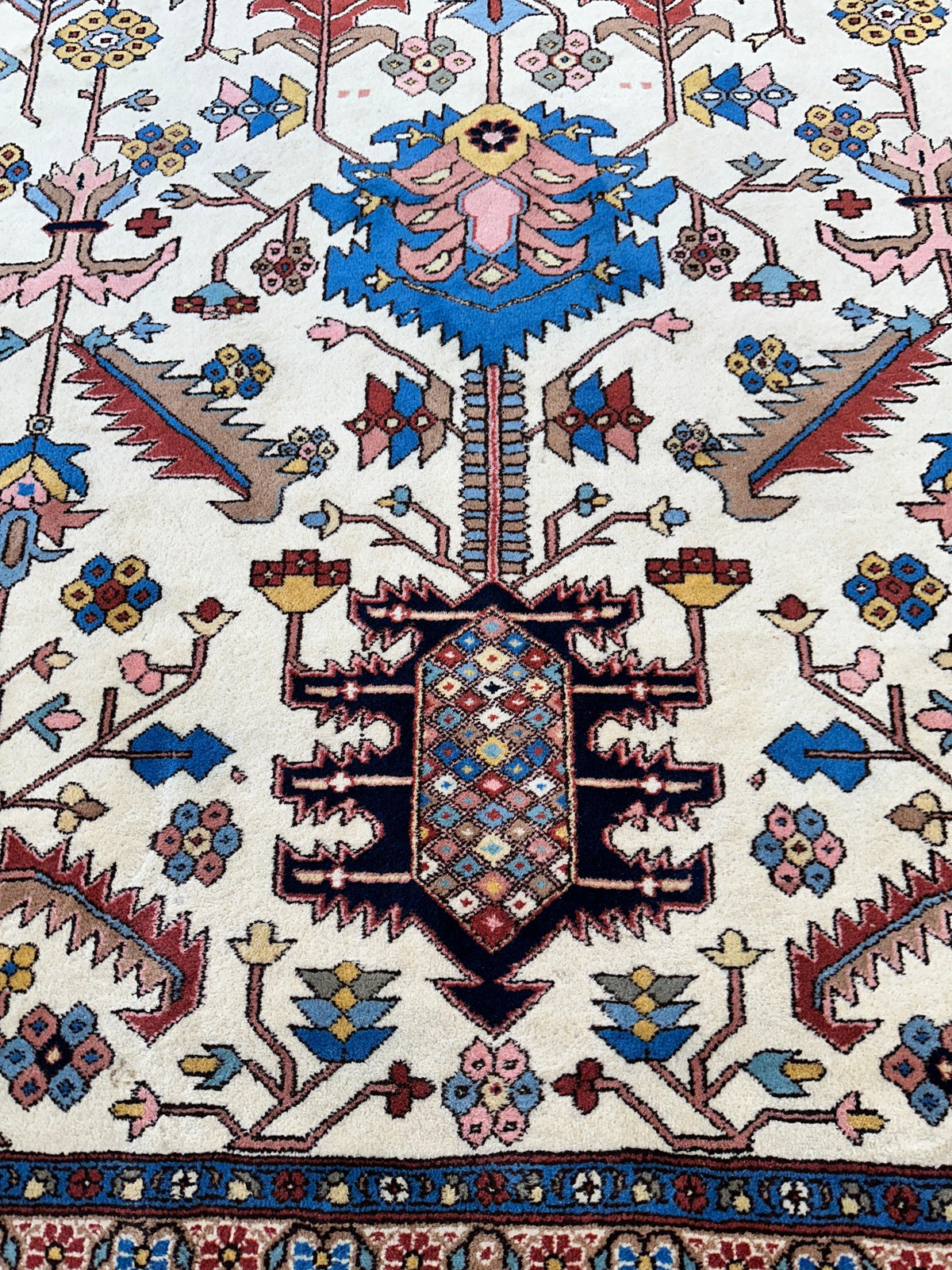 Hand-Knotted Vintage Afghani Serapi Wool Rug – 10'10" x 15'10" – Elegant Traditional Area Rug - Rugistan, view 11