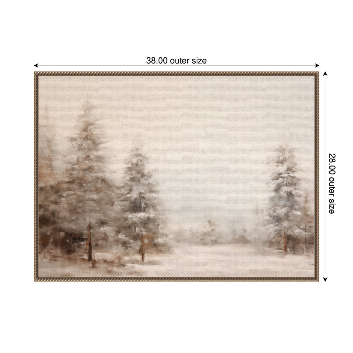 Sylvie Beaded Warm Neutral Winter Forest Landscape Framed Canvas by The Creative Bunch Studio