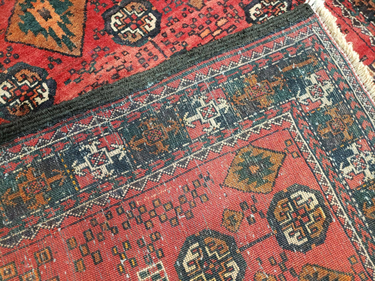 4 x 8 Handmade Baluch Afghan Turkoman Tribal Wool Rug Organic Dyes 8x4 Carpet - Jewel Rugs, view 11