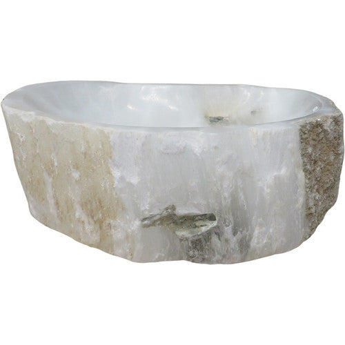Live Edge Selenite Deep Irregular Bowl Approx. 24x12x6H image 2