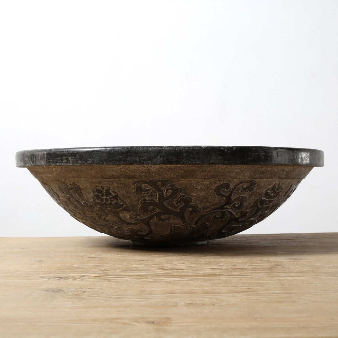 Bluestone Bowl With Flower Motif