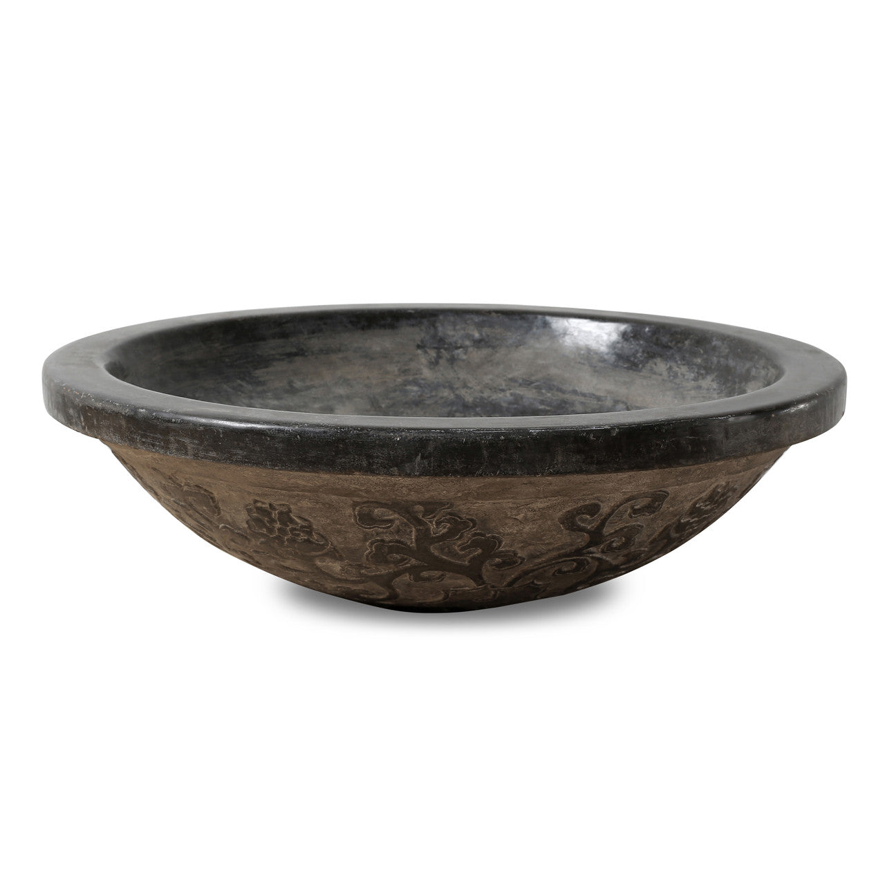 Bluestone Bowl With Flower Motif