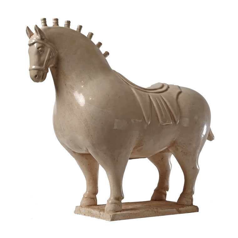 Approx. 22 Inches Wide Extra Large Fat Tang Horse Statue Vintage White (Pre-order only) image 3