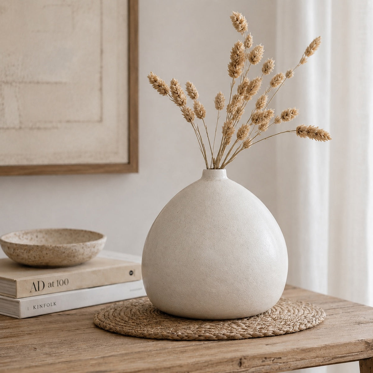 Approx. 10" Off White Ceramic Pot water-drop shape