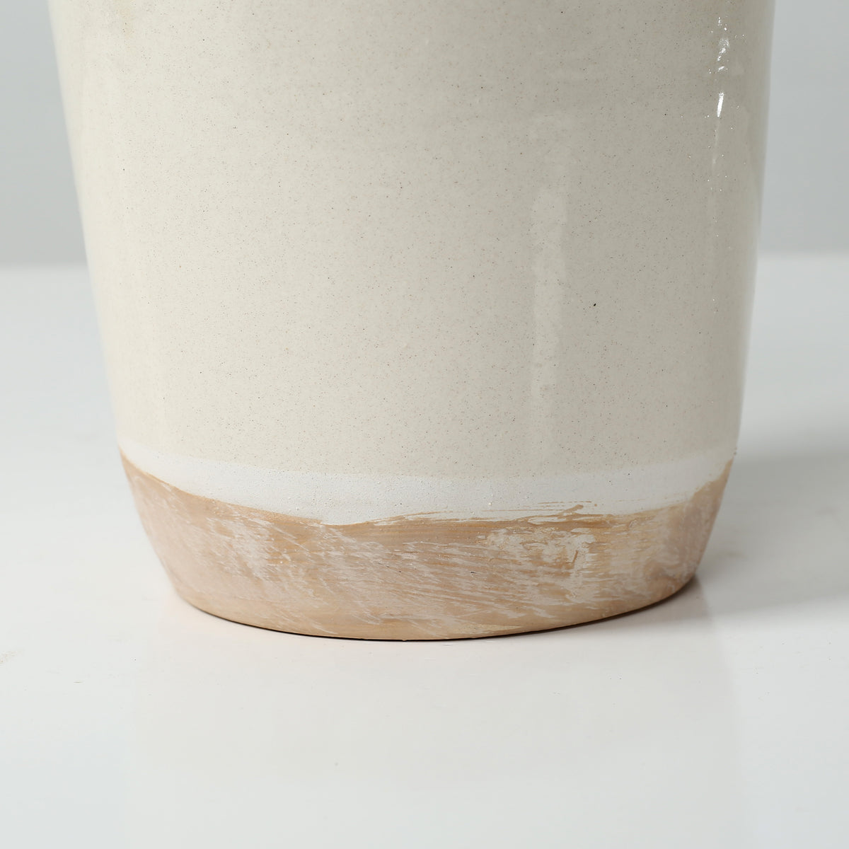 Approx. 11" High Off Whtie Ceramic Vase with Small opening