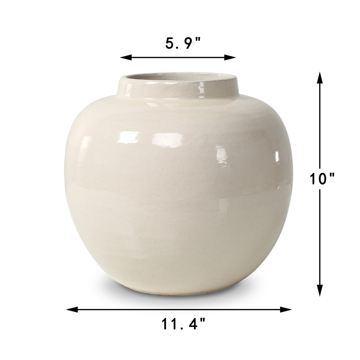 Approx.10 Inches Off White Ceramic Round Jar