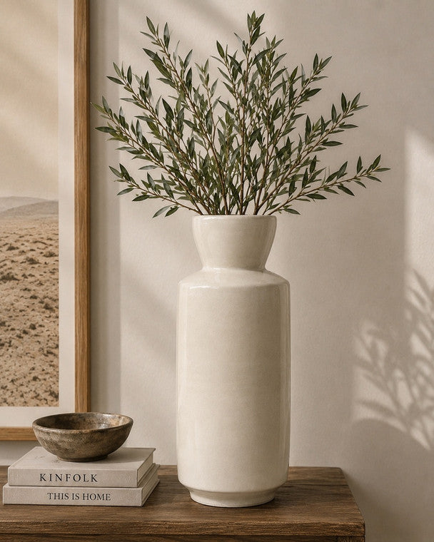 Approx. 15" High Off White Ceramic Vase (5.1" Opening) image 3