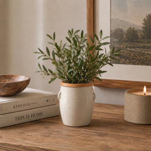 Approx. 6.7" H Two-Tone Ceramic Pot with Side Handles image 2