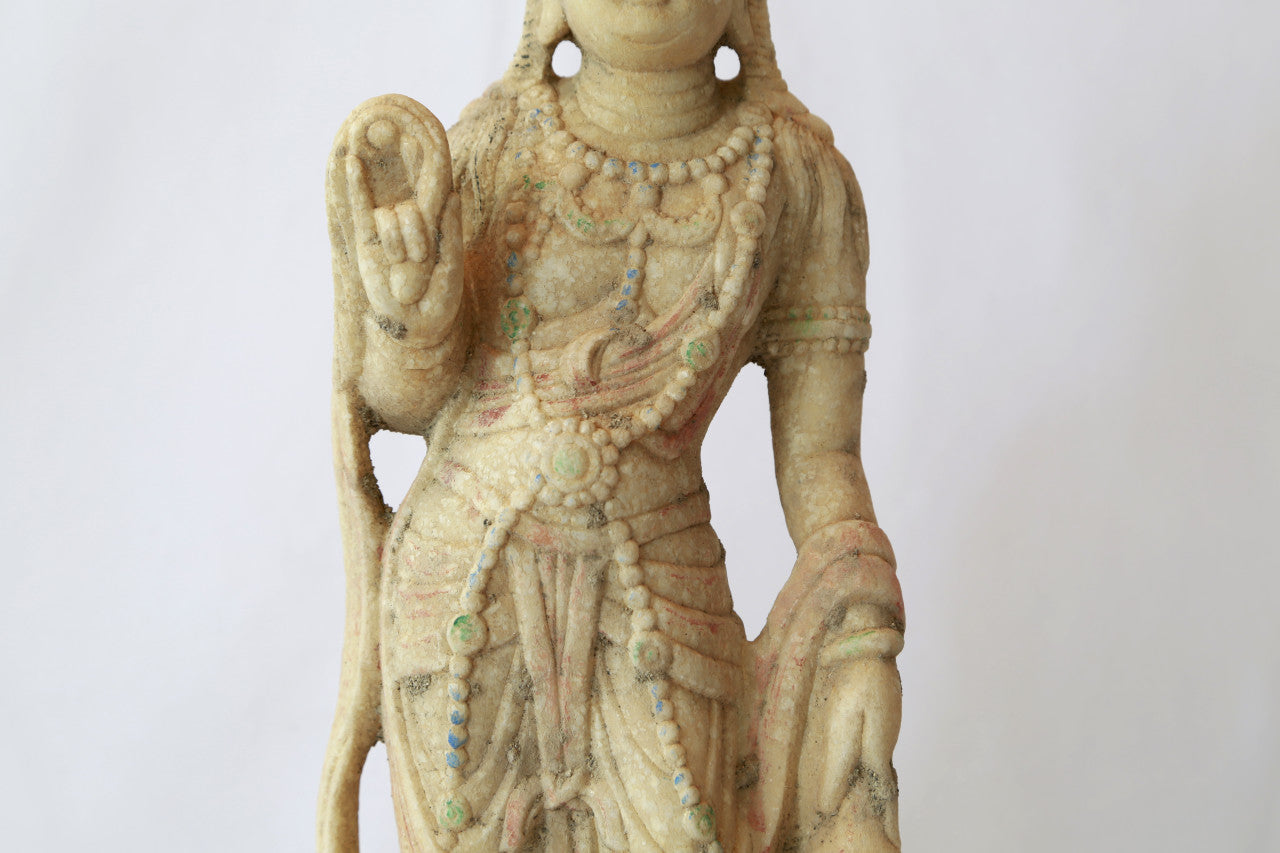 White Marble Buddha with Ceremonial Dress image 3