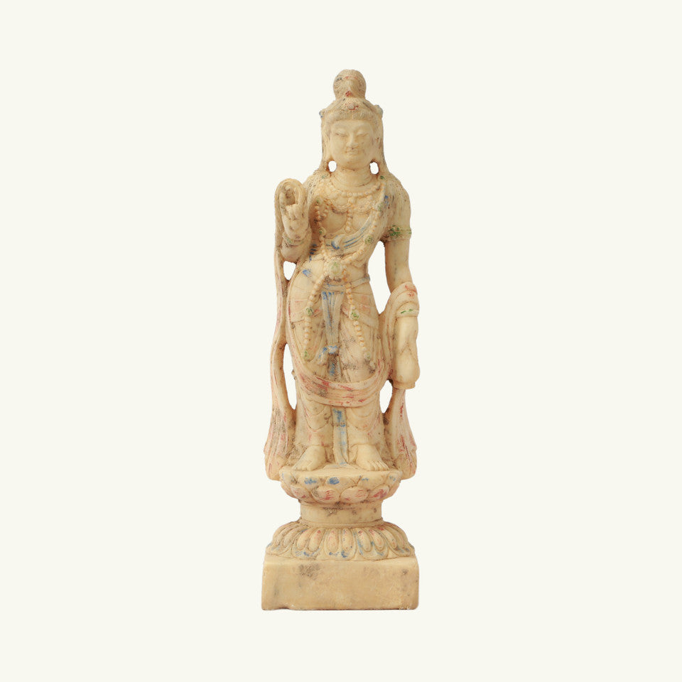 White Marble Buddha with Ceremonial Dress
