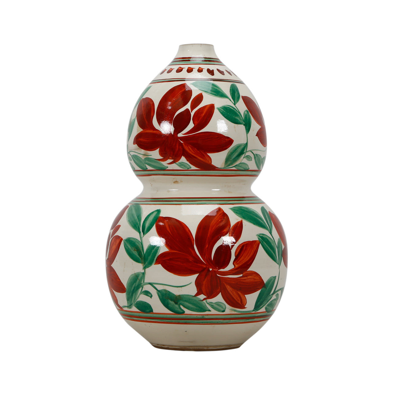 Hand Painted Colorful Leaf Motif Gourd Vase