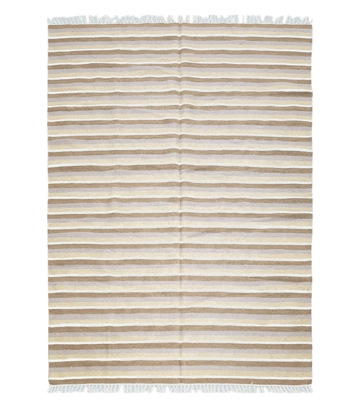 New Indian Striped Blanket, Multicolor Earthern Tones Kilim Rug, Wool Handmade South American Style Blanket, Queen Sized Bedspread 5x8 - 6x8 - Jewel Rugs
