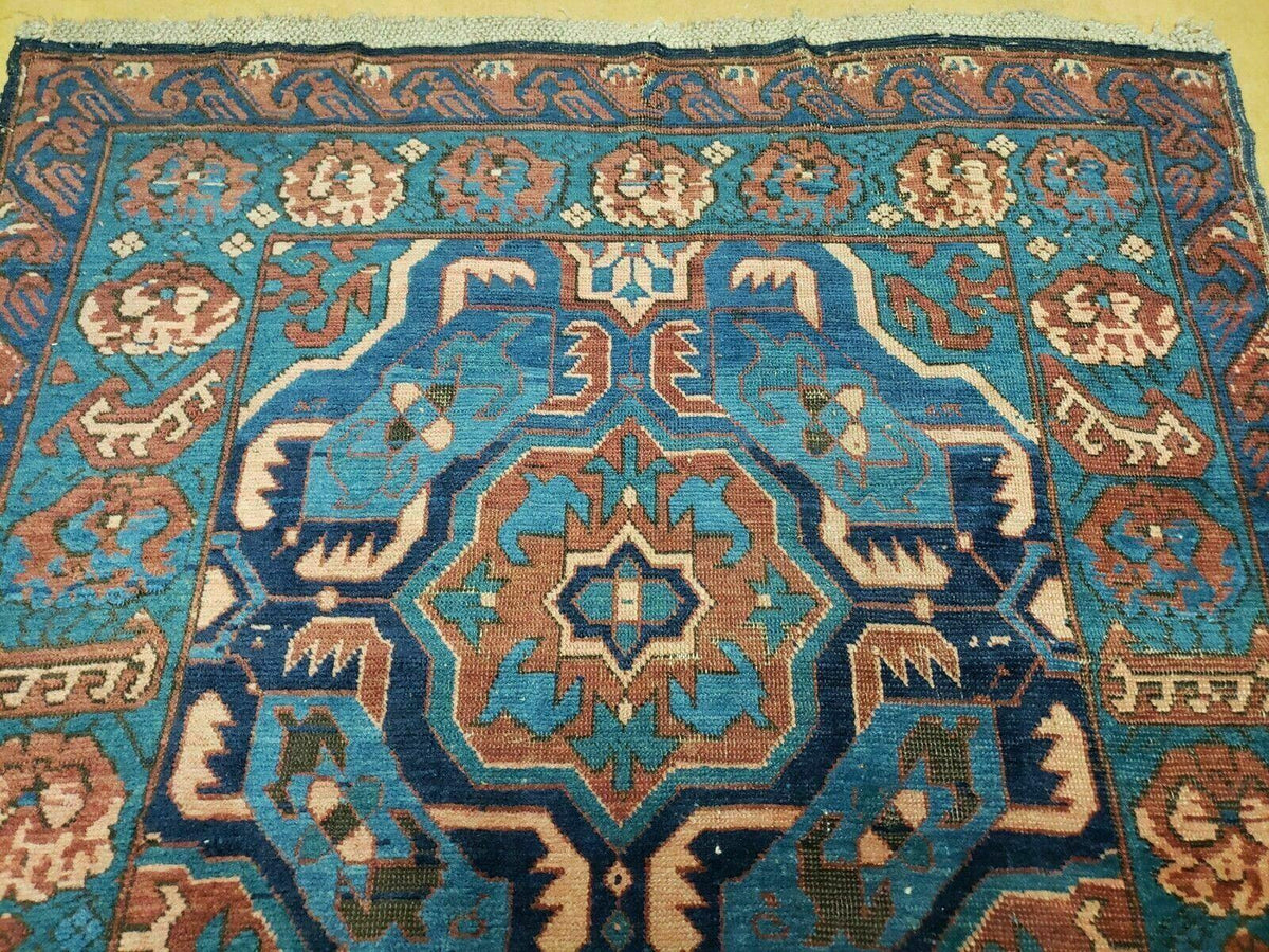3'10" X 10' Antique Caucasian Seychor Rug Hand Made Wool Carpet Organic Dye Nice - Jewel Rugs, view 3