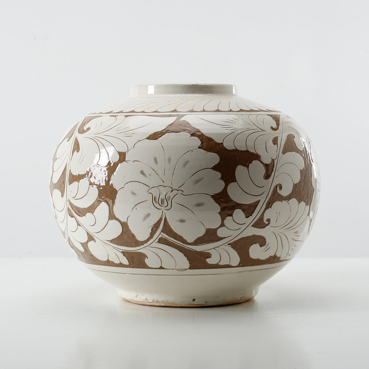 Amalfi Double Glazed Round Vase with Flower Motif 13x13x10.4H