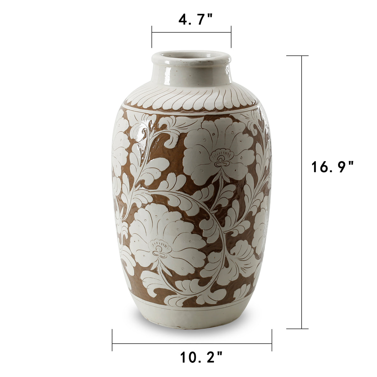 Amalfi Double Glazed Tall Vase with Flower Motif 10x10x17H