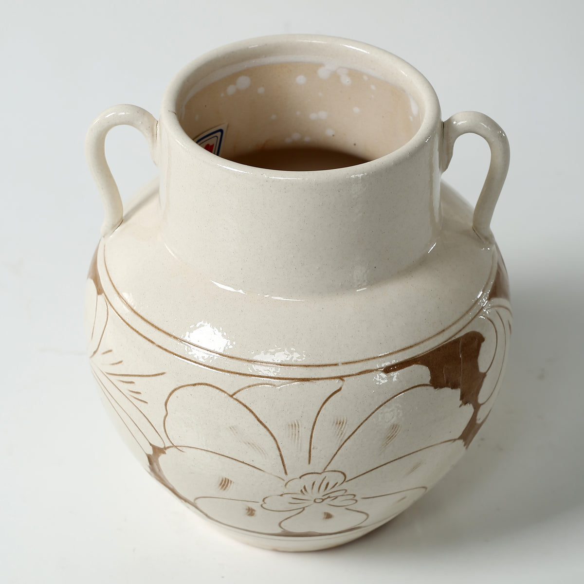 Amalfi double glazed vase with two handles 6x6x7H