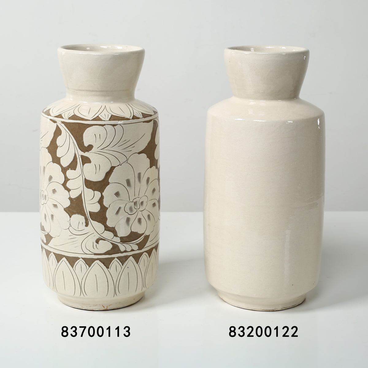 Approx. 15 Inches Amalfi Double Glazed Tall Vase with Flower Motif (5.1" Opening)