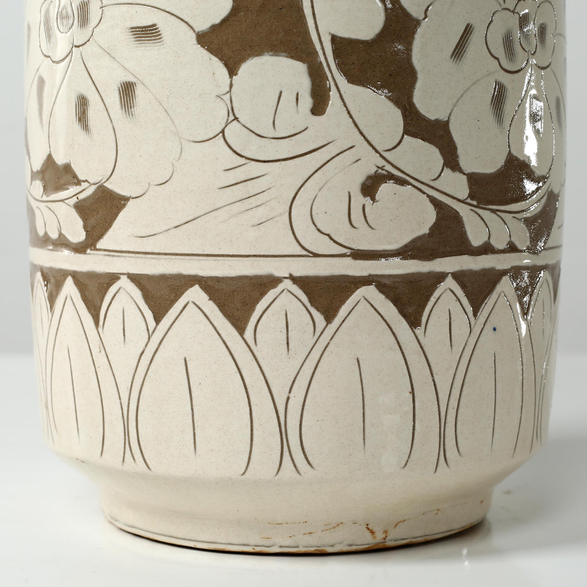Approx. 15 Inches Amalfi Double Glazed Tall Vase with Flower Motif (5.1" Opening)