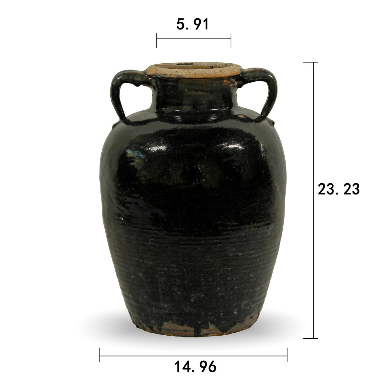 Vintage black glazed earthenware wine jar size vary Approx 20-24 inches