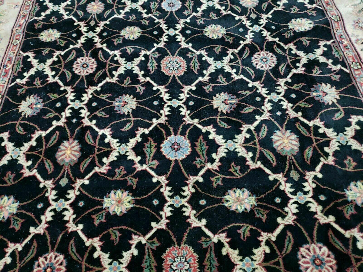 6' X 9' Handmade India Floral Oriental Wool Rug Carpet Hand Knotted Nice Black - Jewel Rugs, view 11