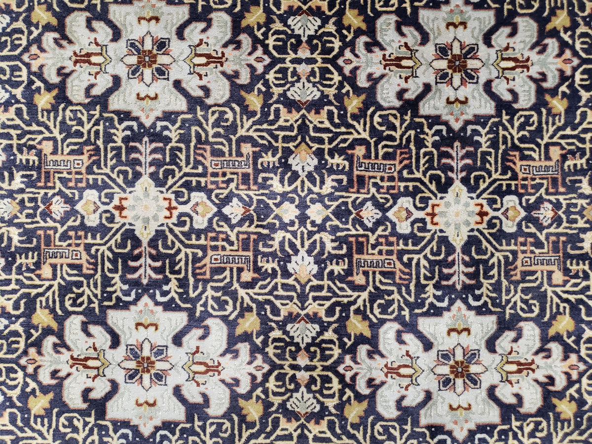 Persian Kashan Rug, Navy Blue, Hand-Knotted, Wool, 4' 8" x 7' 4", Pair A - Jewel Rugs, view 6
