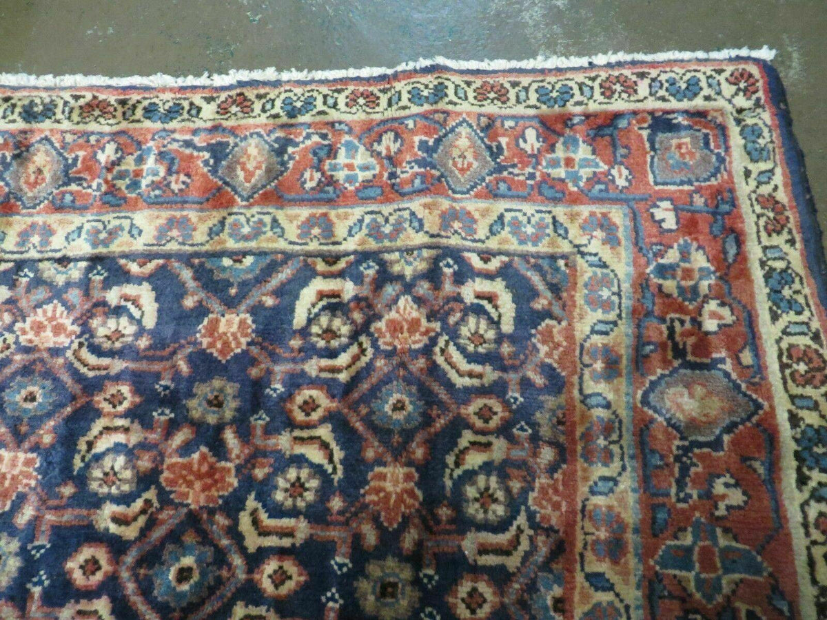 3'7" X 10' Antique Handmade India Floral Oriental Wool Runner Rug Organic Blue - Jewel Rugs, view 8