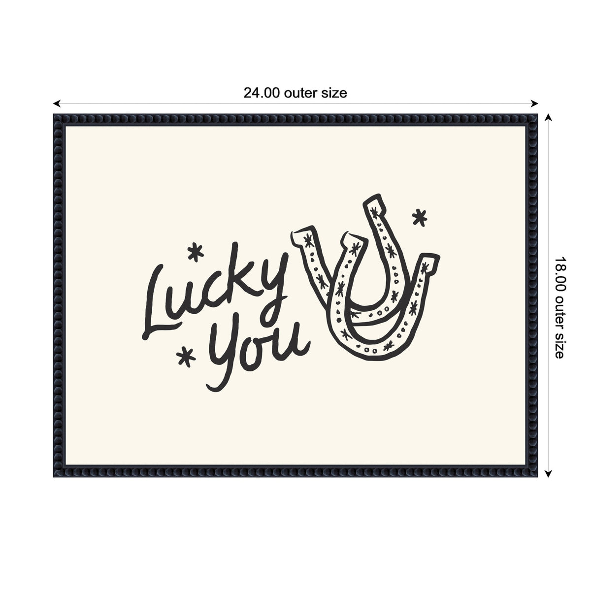 Lucky You Horseshoe Hand Drawn by Lucky Guava Framed Canvas Wall Art Print