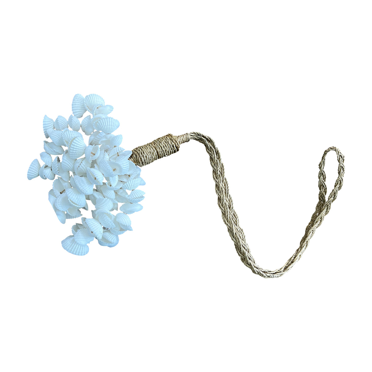 24" Long White Shell Ball Tassels