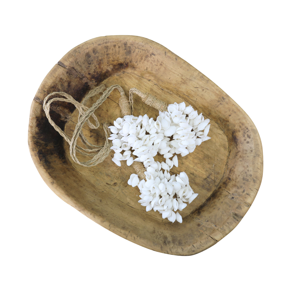 24" Long White Shell Ball Tassels