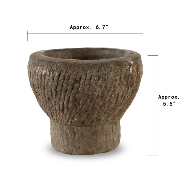 Vintage Stone Mortar Approx 5x5x6H ( size and condition vary) image 3
