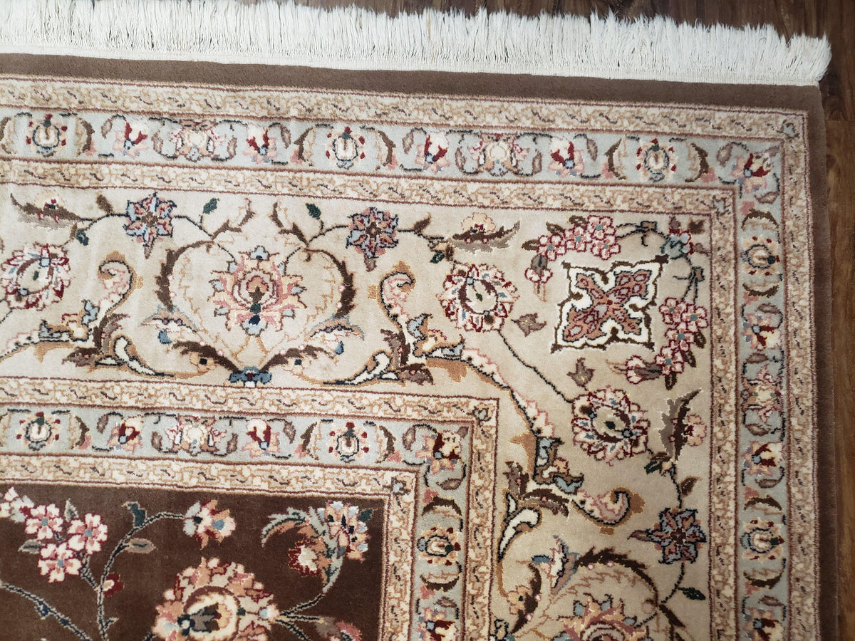 Vintage Pak-Persian Area Rug 9x12, Wool Hand-Knotted Spice Brown & Ivory Traditional Fine Oriental Carpet, Pakistani Carpet, 9 x 12 Fine Rug - Jewel Rugs, view 7