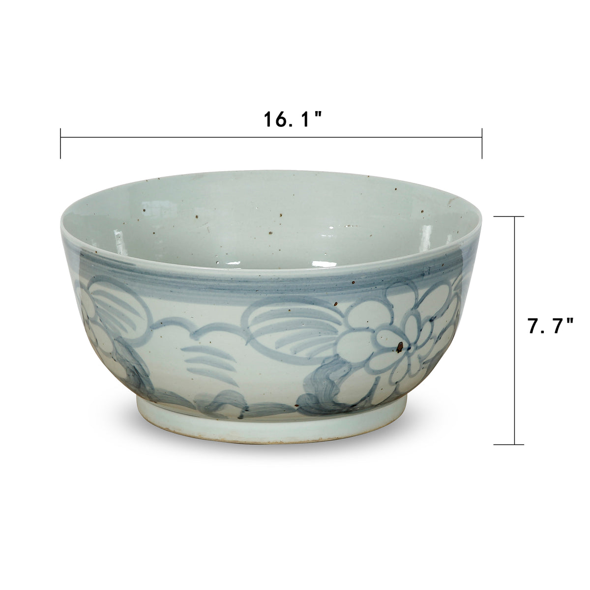 Ming Ming Bowl with Flower Motif 16x16x7.5