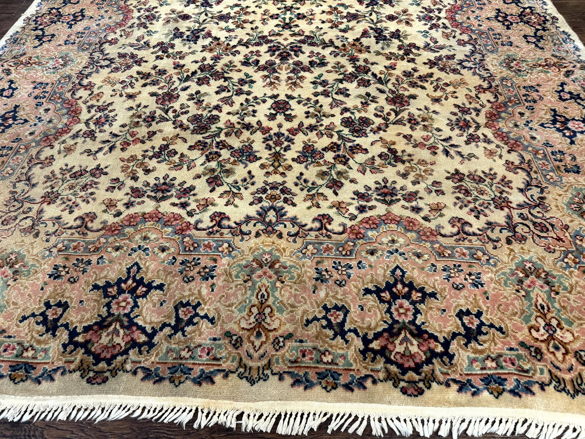 Antique Karastan Rug 8.8 x 12 Lanamar Floral Ivory Kirman Wool Discontinued - Jewel Rugs, view 5