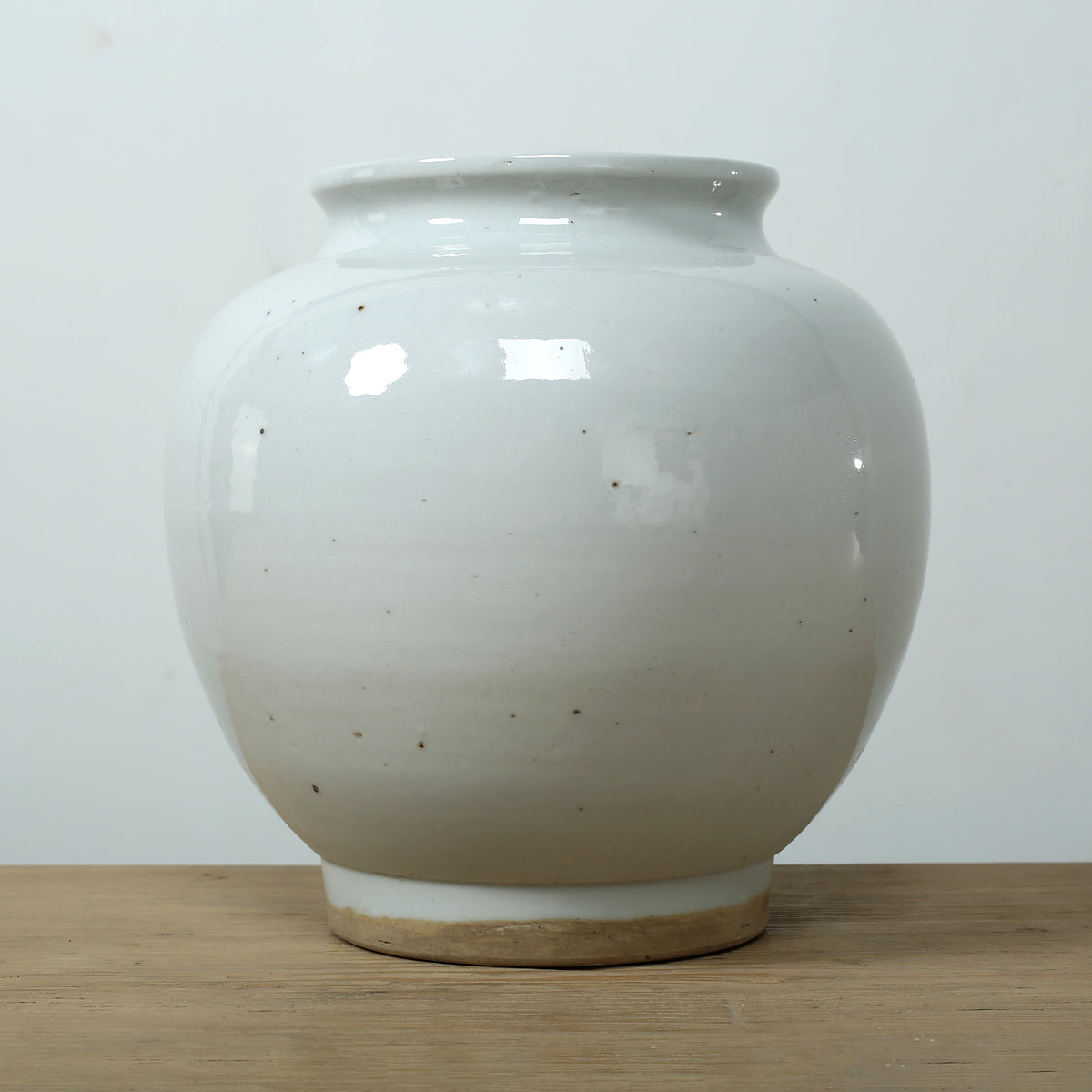9" Wide Clara Round Vase with Unglazed Base