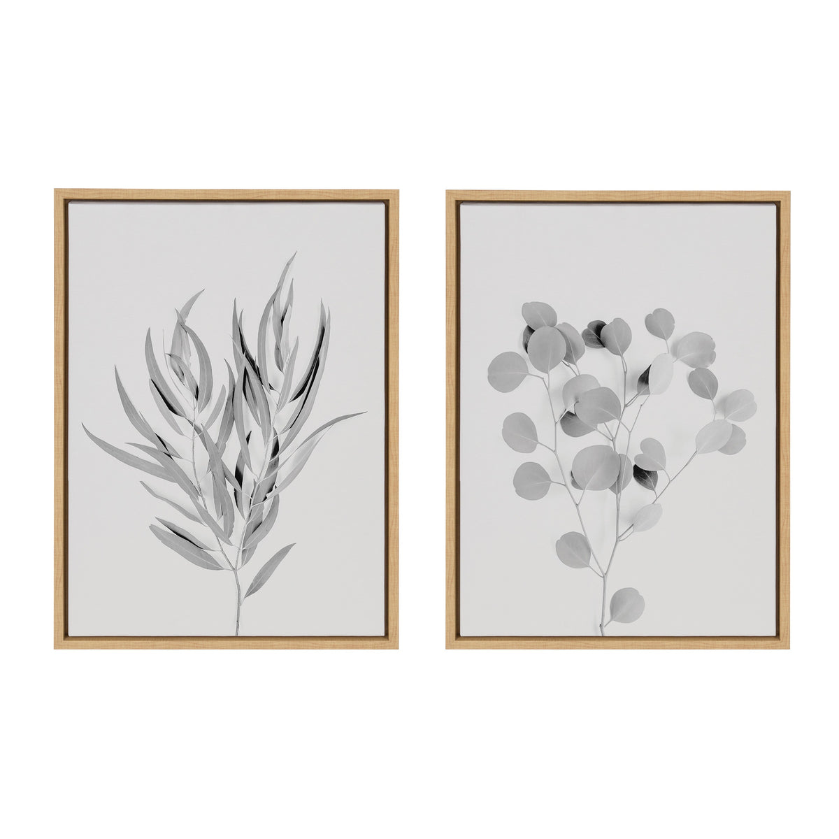 Sylvie Neutral Botanical 1 and 2 Soft White Framed Canvas by The Creative Bunch Studio