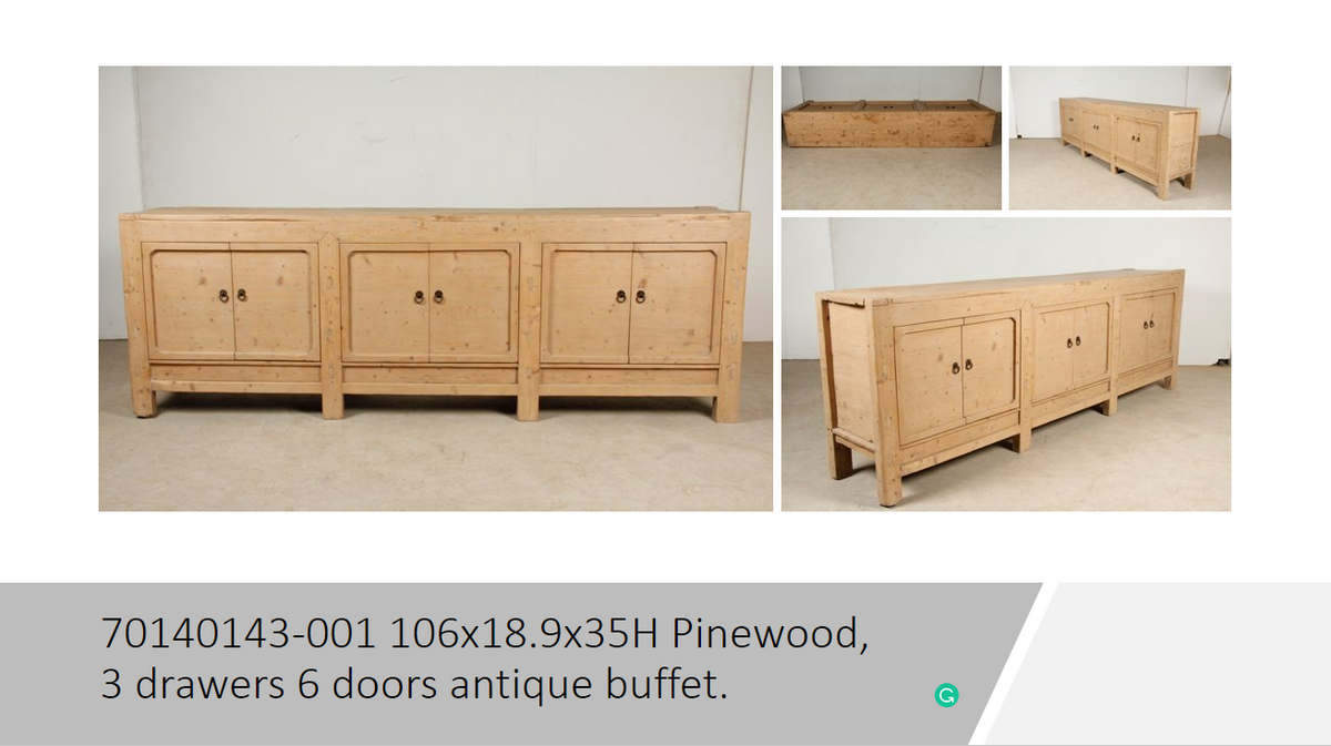 Antique six doors sideboard (Size and finish vary Approx 8-10ft long)