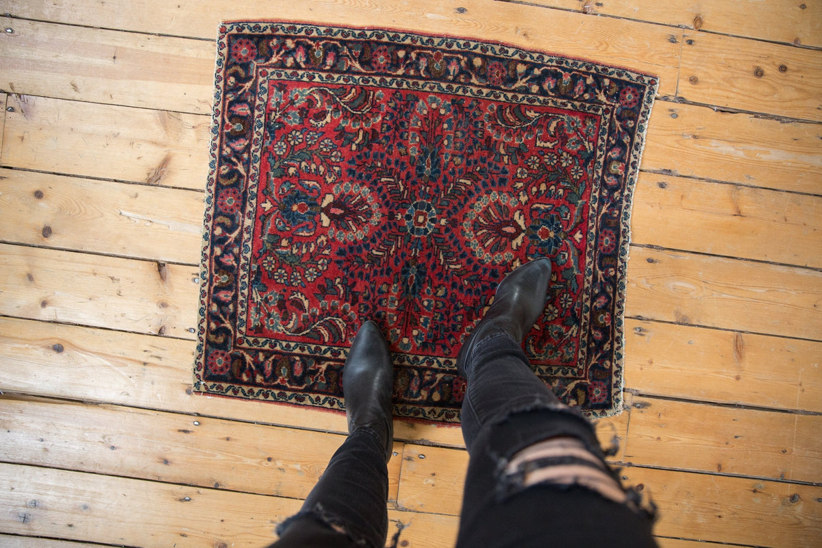 2.5x3 Vintage Fine German Sarouk Square Rug