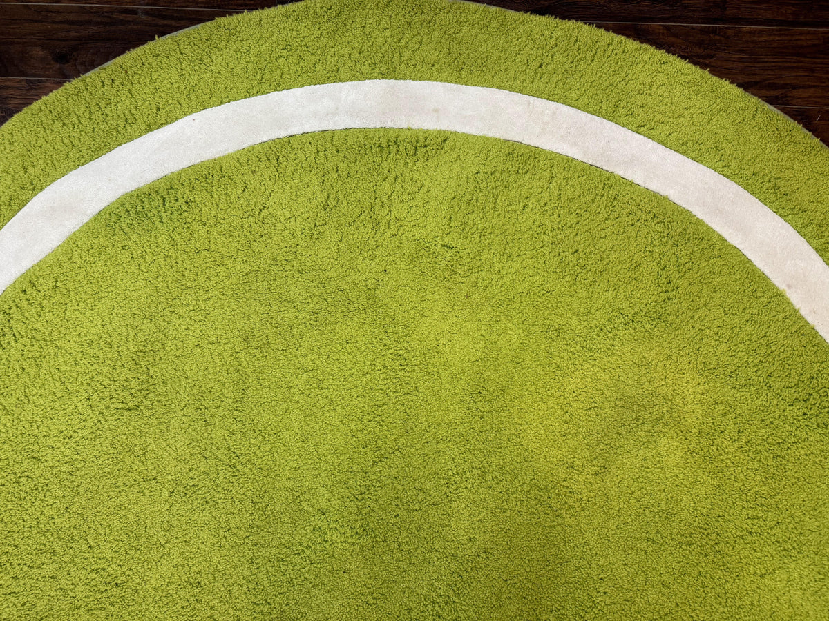 Large Round Rug 9x9, Vintage Retro Design, Lime Green - Jewel Rugs, view 4