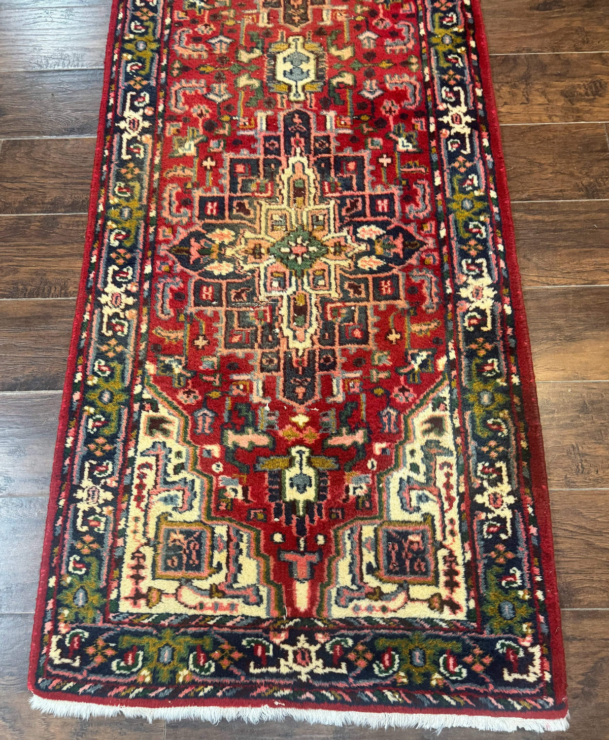 Indo Persian Heriz Runner Rug 3 x 17, Geometric Long Runner Carpet for Hallway, Medallions, Wool Runner Rug 3x17 - Jewel Rugs, view 5
