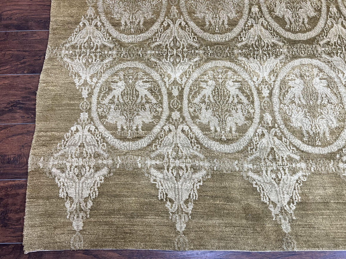 Tibetan Rug 12x15, Wool Hand Knotted Carpet, Odegard Rug, Birds, Olive Green, 12 x 15 Oversized Handmade Contemporary Area Rug, Extra Large - Jewel Rugs, view 8