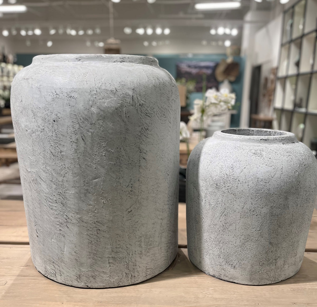 18" Cement Planter Antique White